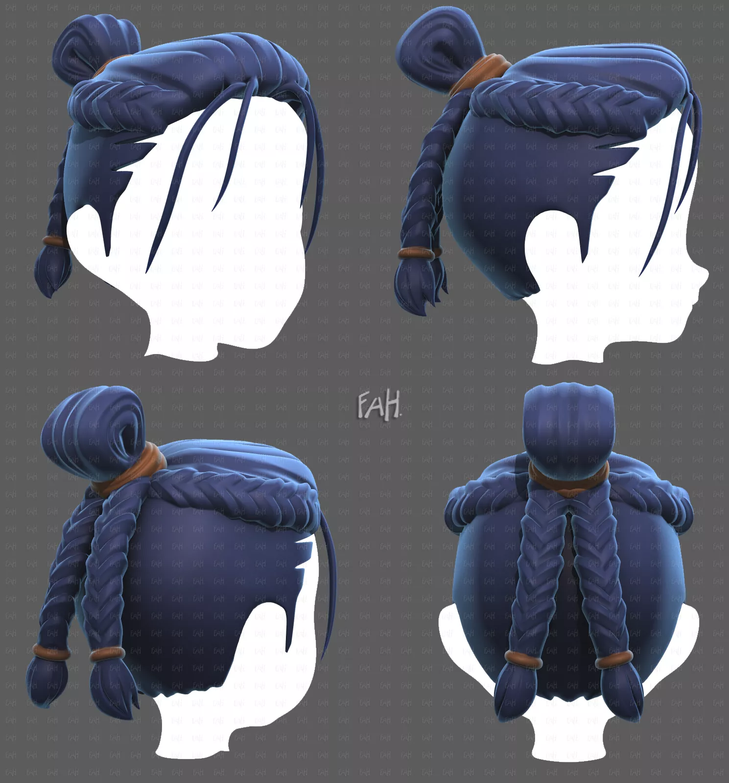 Base Hair for Boy V75 Low-poly 3D model