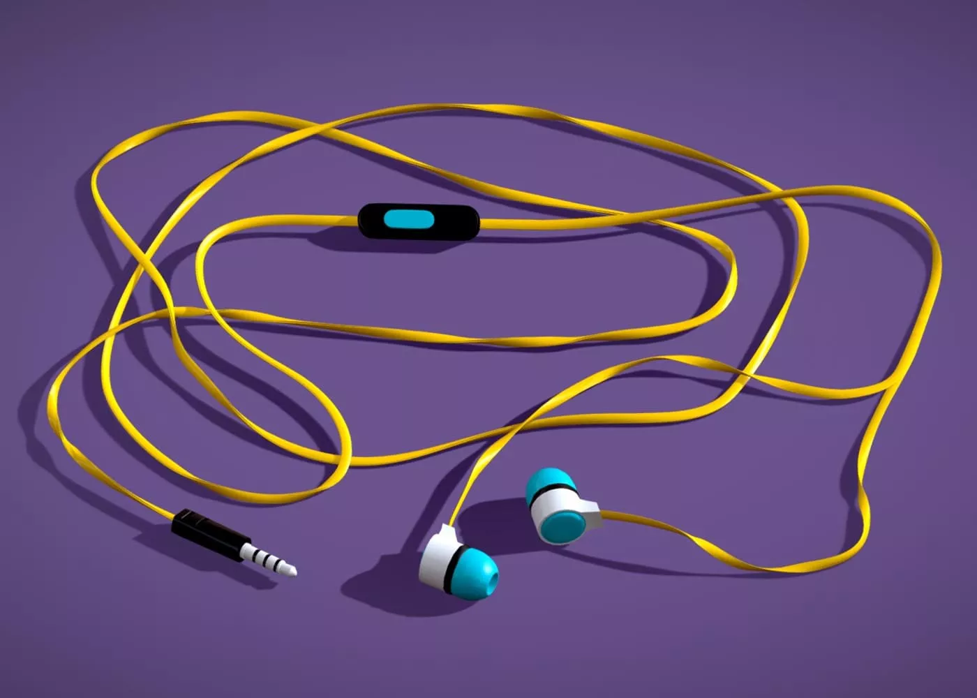 Wired Earphones - Handsfree - Low Poly 3D Headphone Free low-poly 3D model