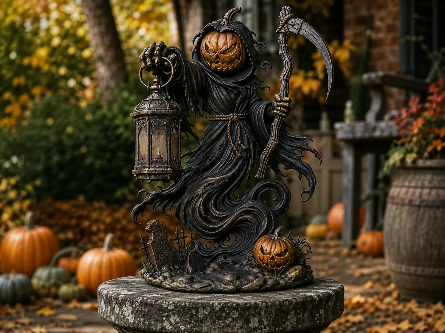 Pumpkin Grim Reaper Halloween Party Decor STL 3D print model
