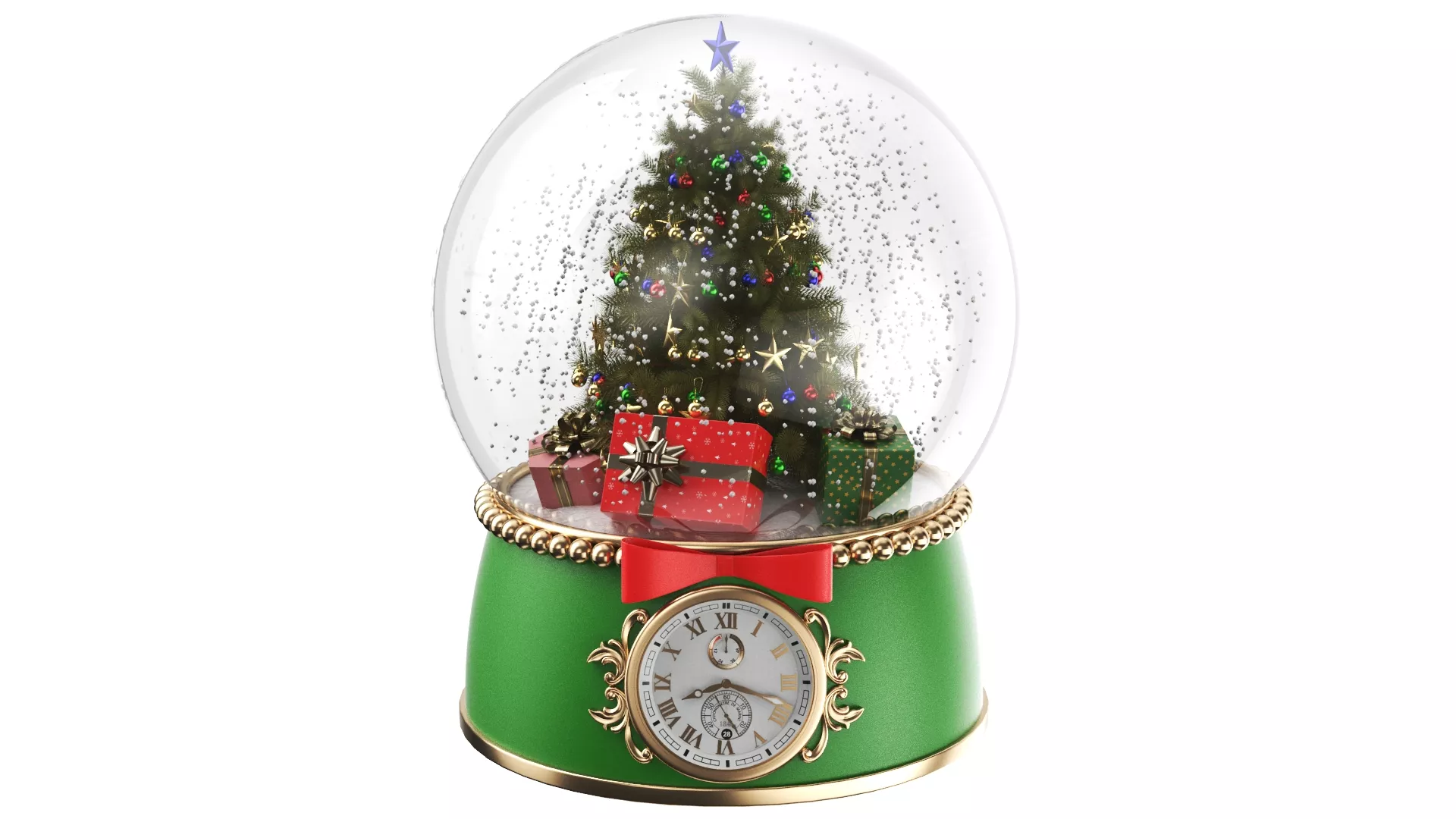 Clock Snow Globe With Tree 3D model
