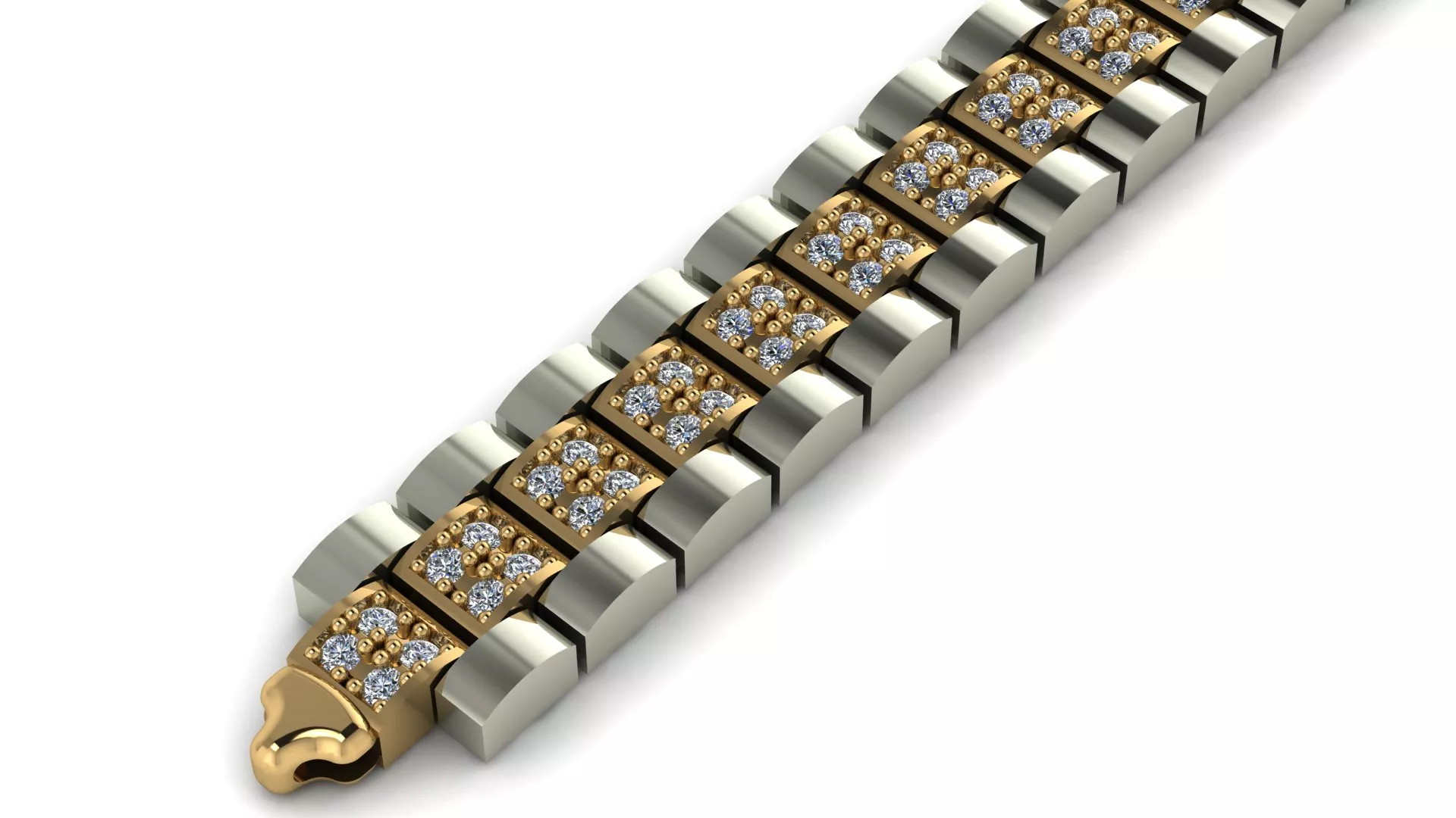 ROLEX BRACELET 21CM STONES 3D print model