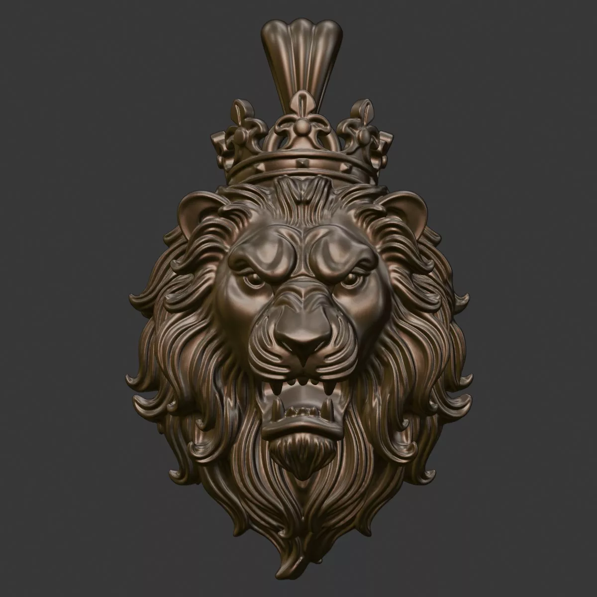 Pendant Lion With Crown v5 3D print model