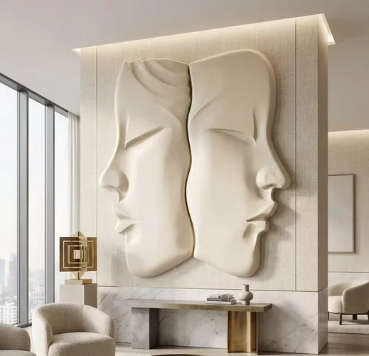 Artistic Split Dual Face Wall Panel Relief STL MAX RLF