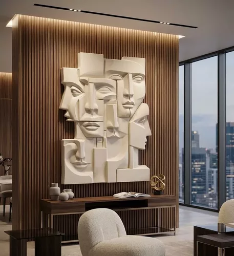 Artistic Cubist Multi Face Wall Panel Relief STL MAX RLF