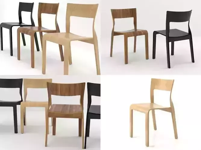 Torsio four wooden chairs