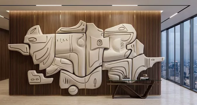 Ancestral Golem Sci-Fi Mecha Wall Panel Relief STL MAX RLF