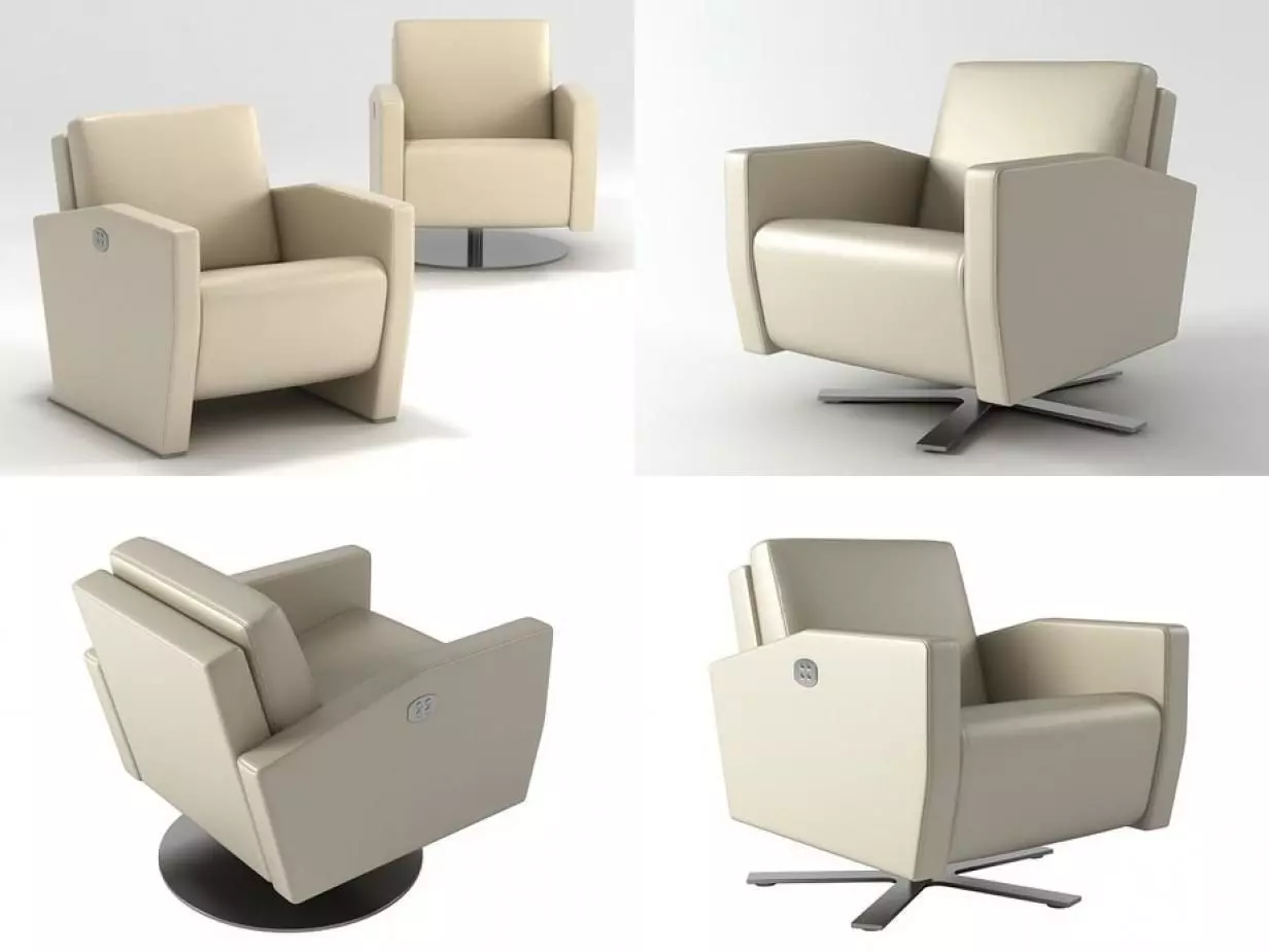 Lenis swivel recliner chair 3D model_0