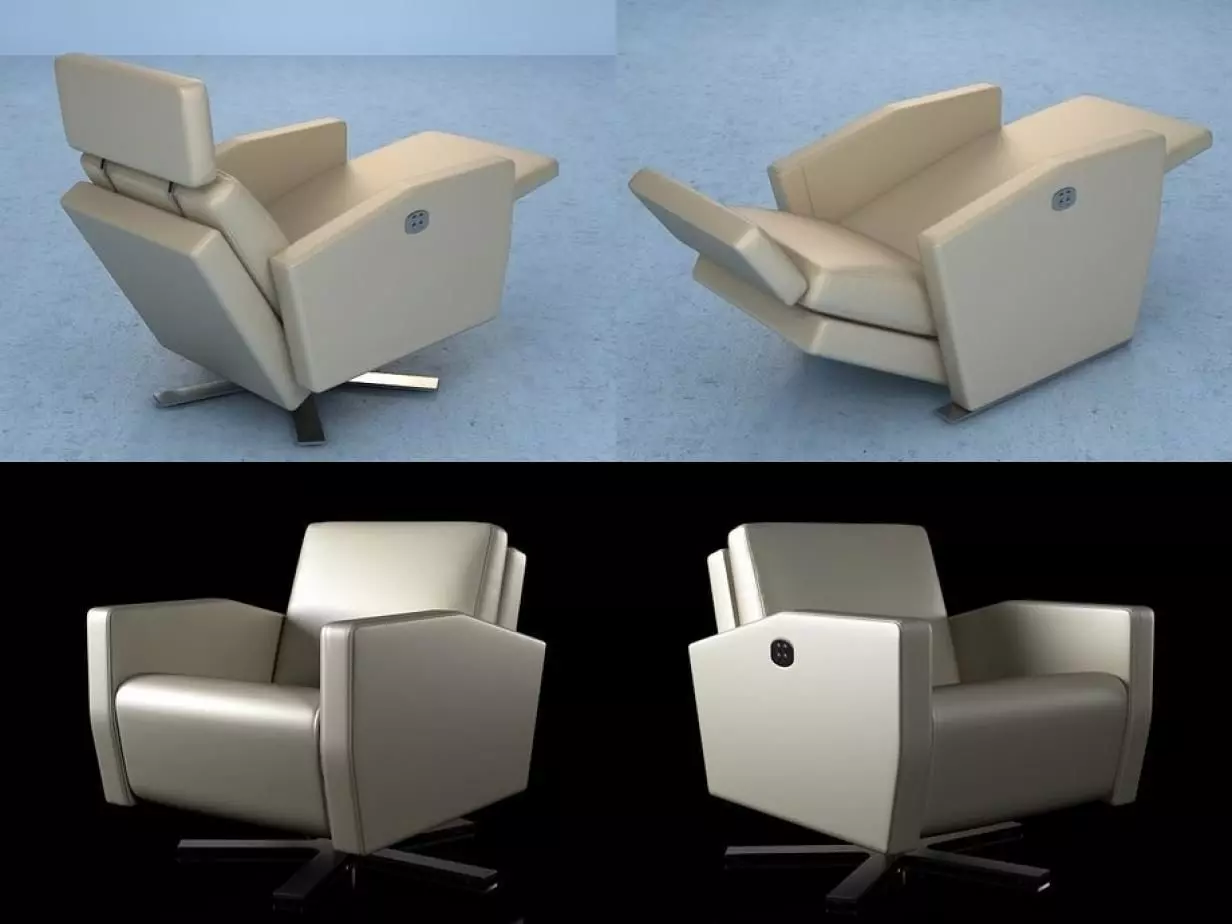 Lenis swivel recliner chair 3D model_4