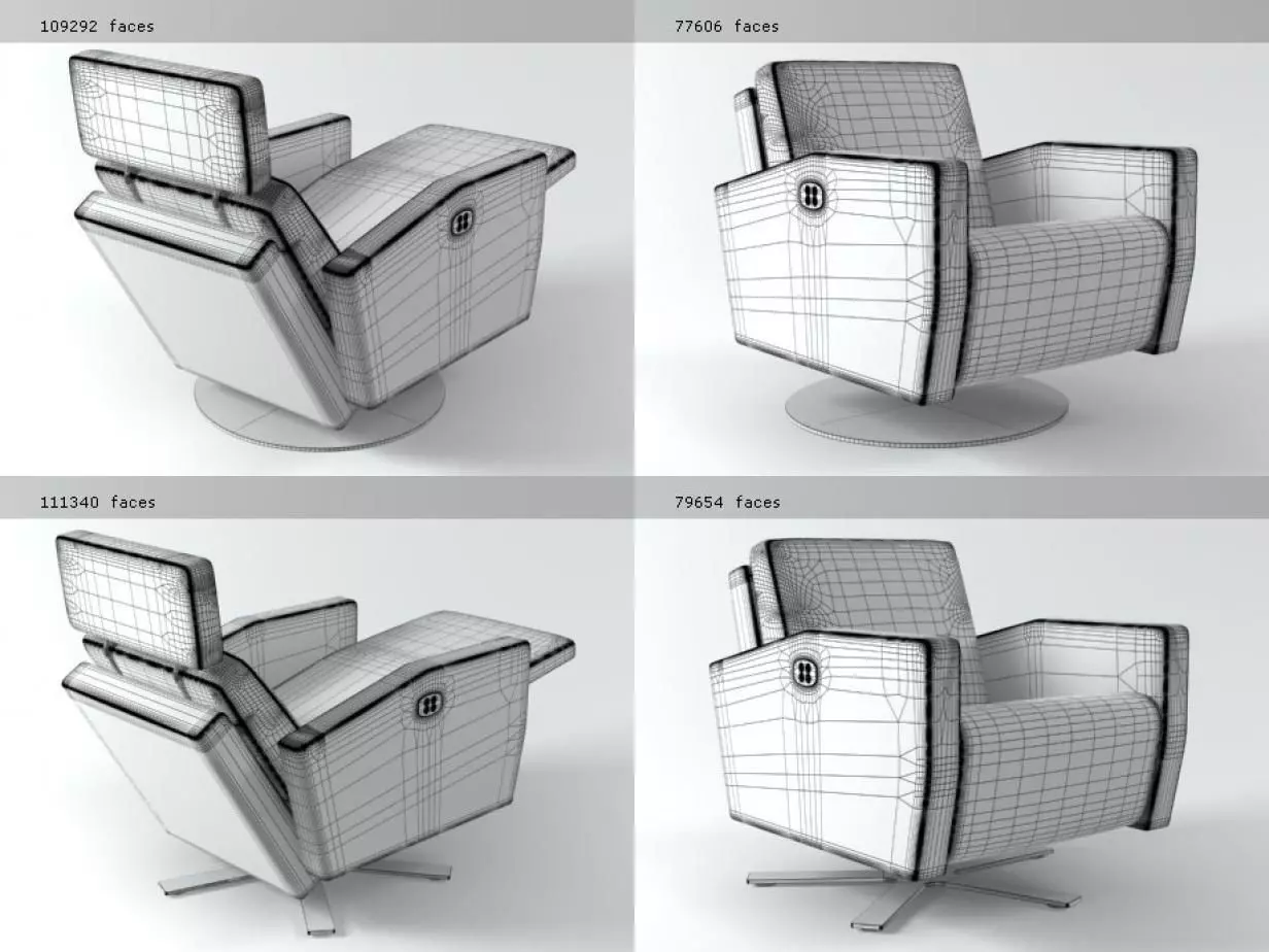 Lenis swivel recliner chair 3D model_6