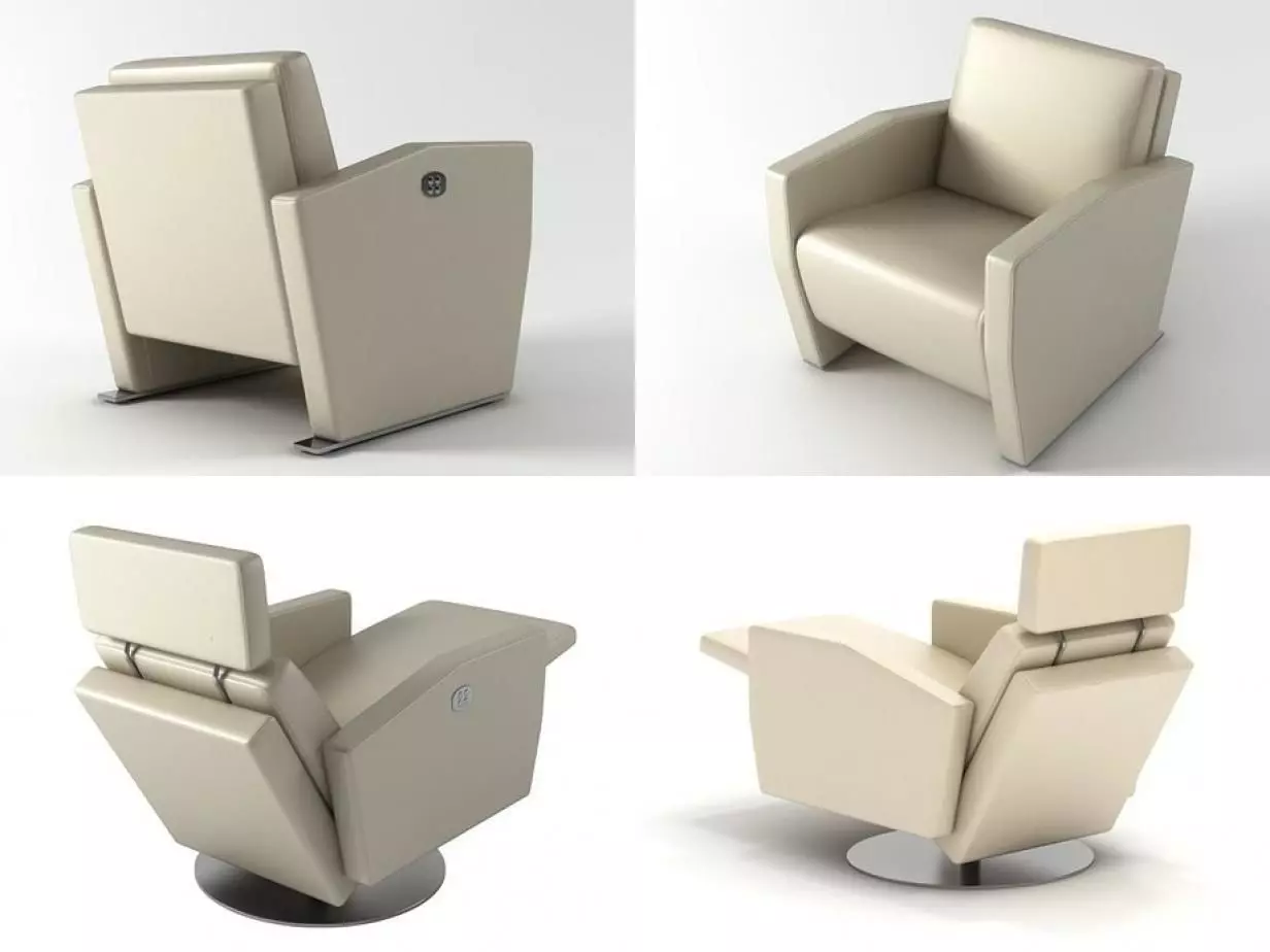 Lenis swivel recliner chair 3D model_1