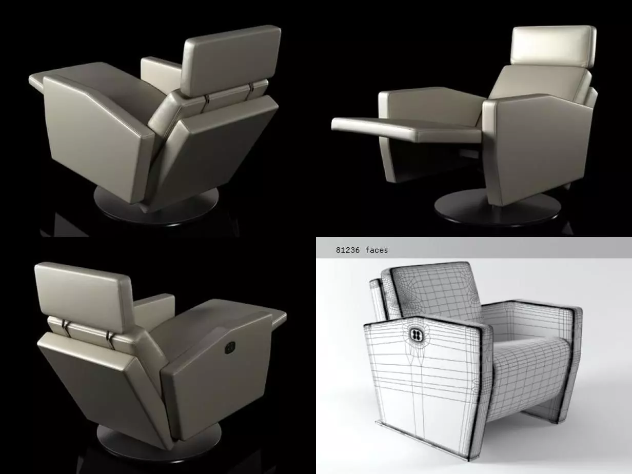 Lenis swivel recliner chair 3D model_5