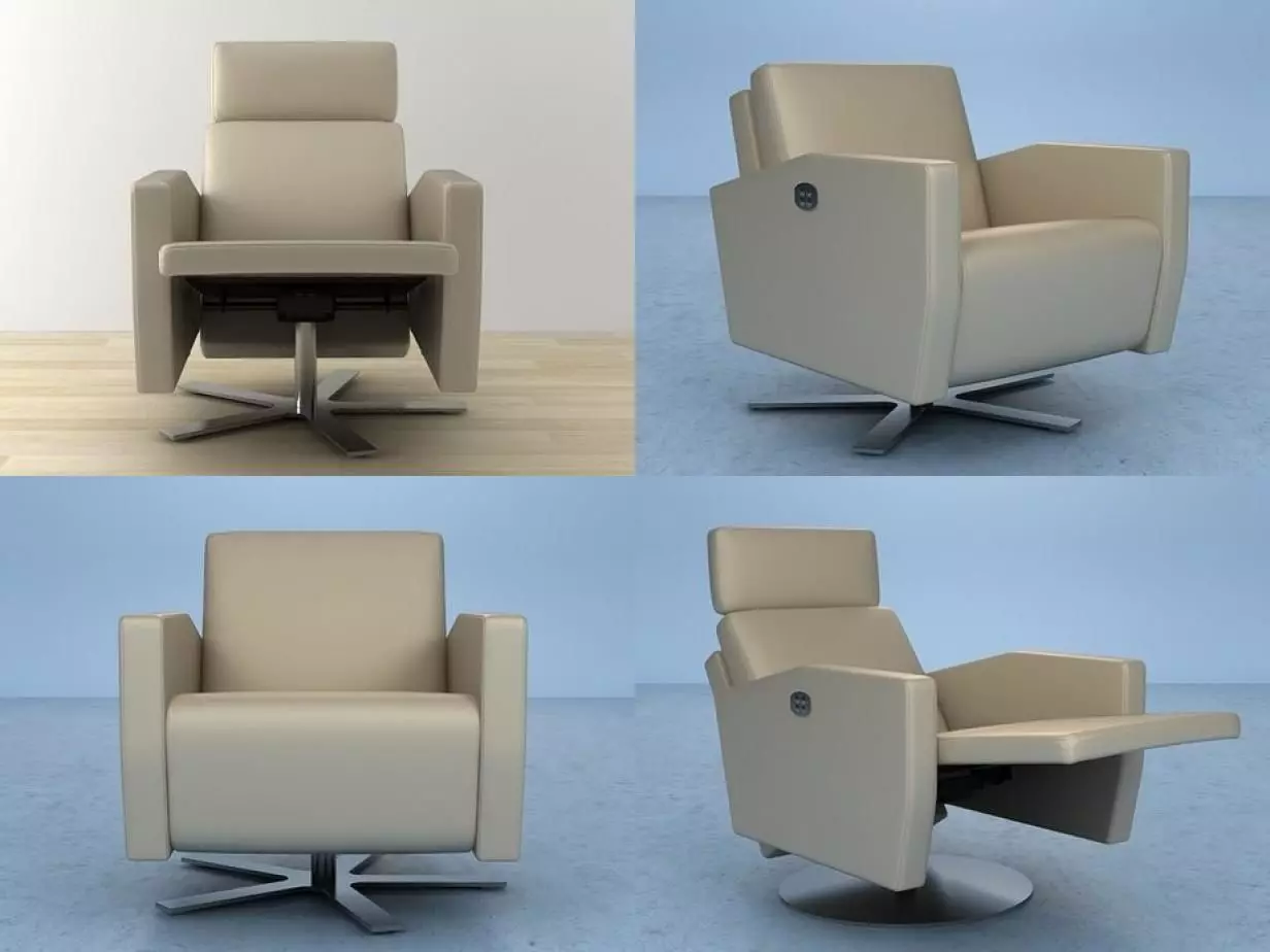 Lenis swivel recliner chair 3D model_3