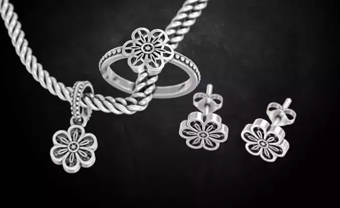 Set earrings ring and pendant 110