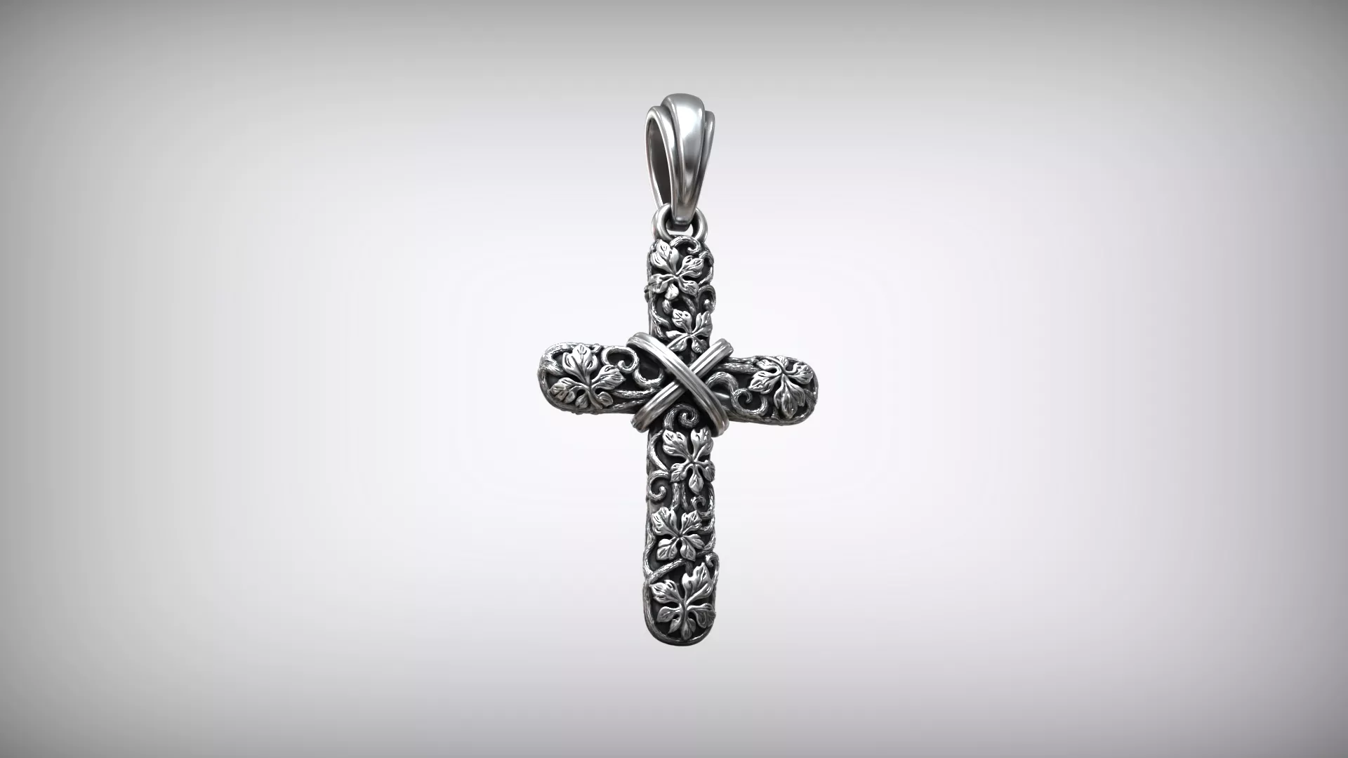 Grape Vine Byzantine Christian Botanical Cross Pendant 3D print model