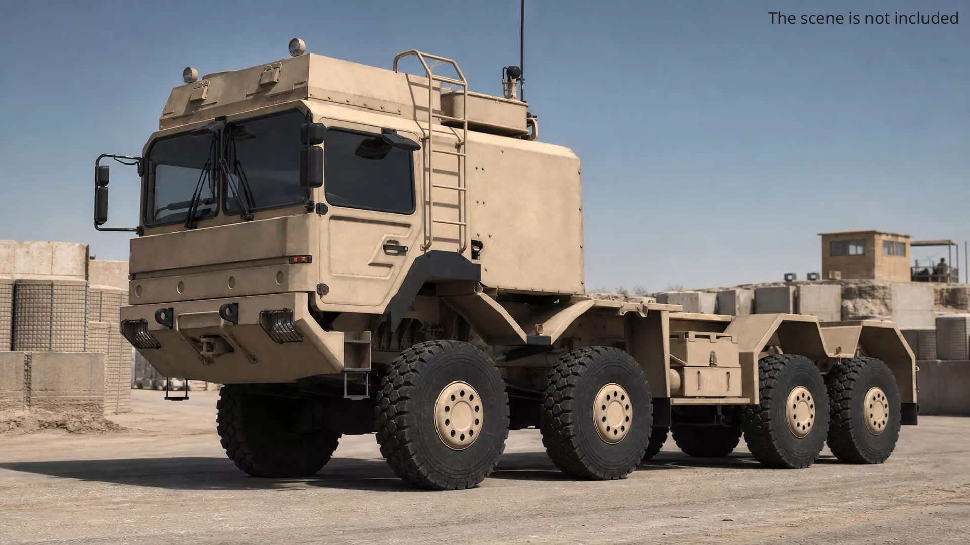 Military Multi Axle Flatbed Chassis Truck Rigged 3D model