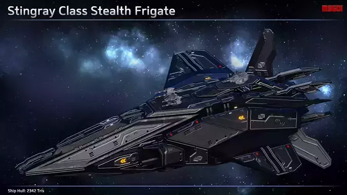 Spaceship Stealth Frigate Stingray Low-poly 3D model