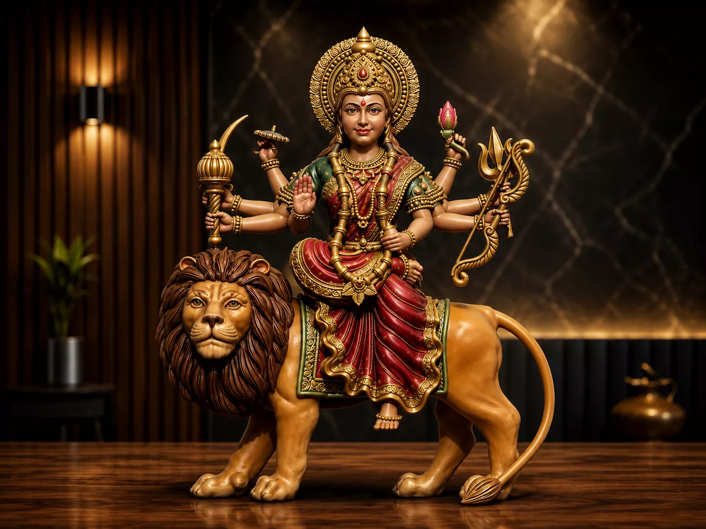 Durga on Lion Premium Hindu Religious 3D Model 3D print model