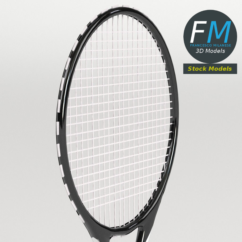 Tennis ball and racket set 3D model_4