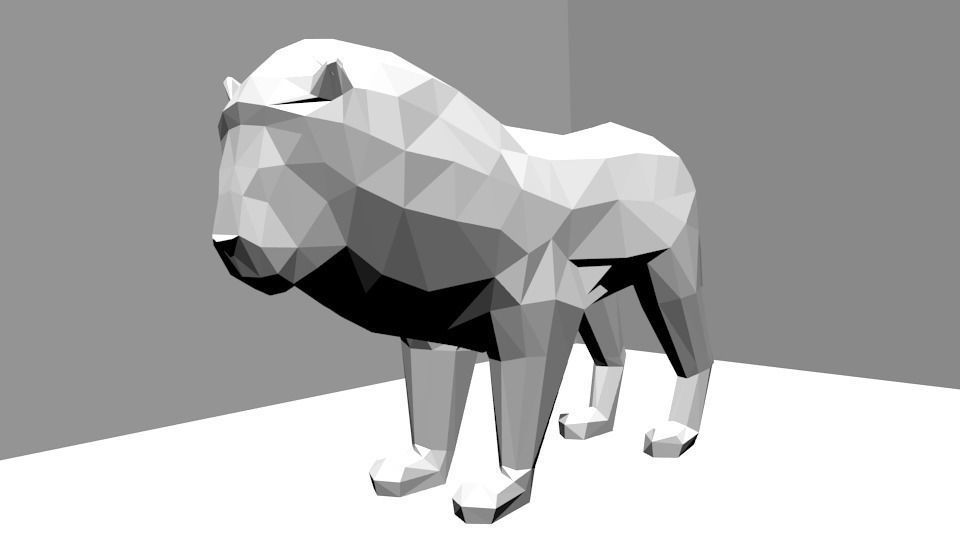 Low Poly Lion polygonal 3D print model_0
