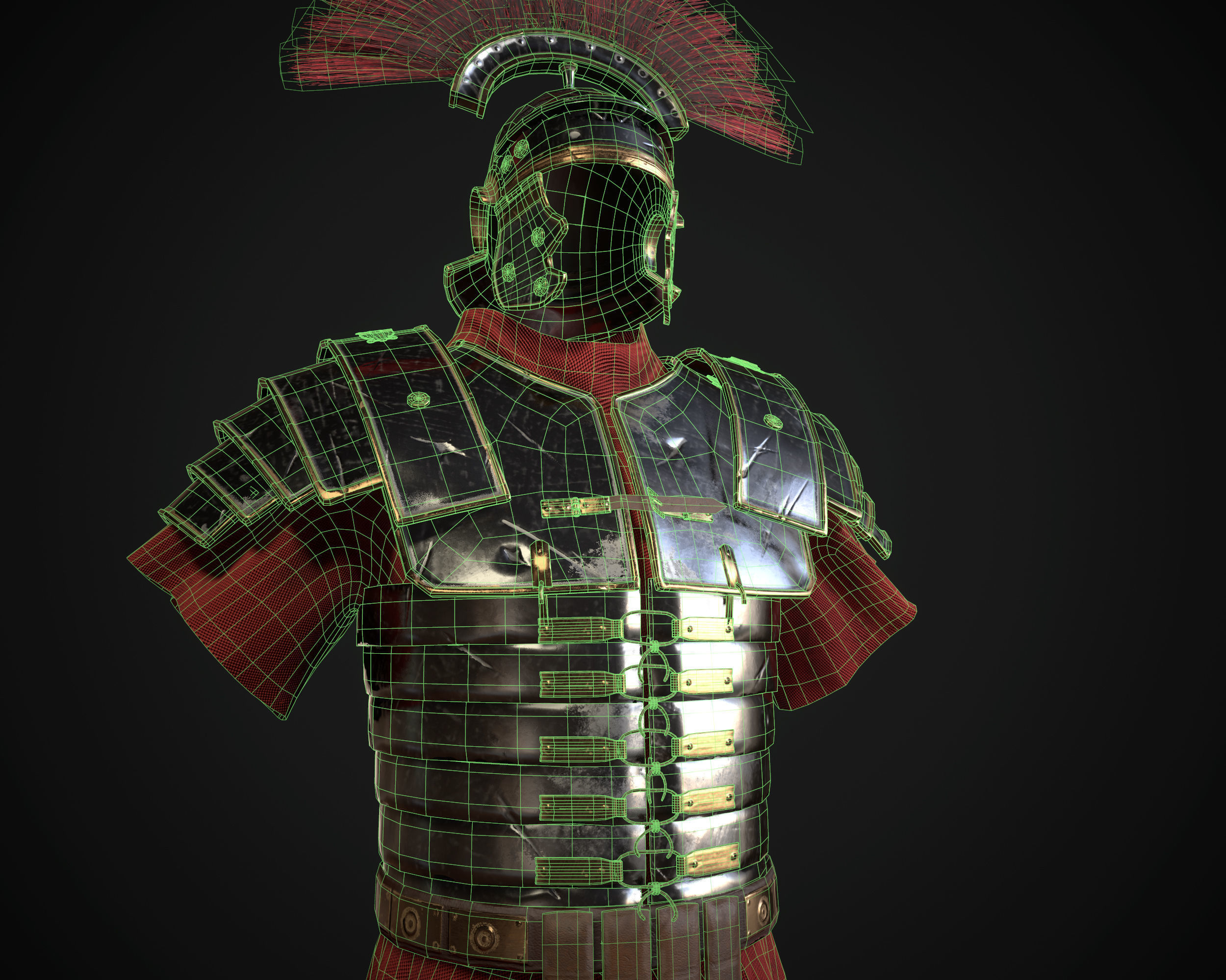 Roman armor  lorica segmentata Low-poly 3D model_3