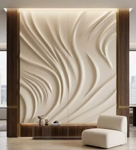 Abstract Fluid Fabric Wave Wall Panel STL MAX RLF FBX OBJ