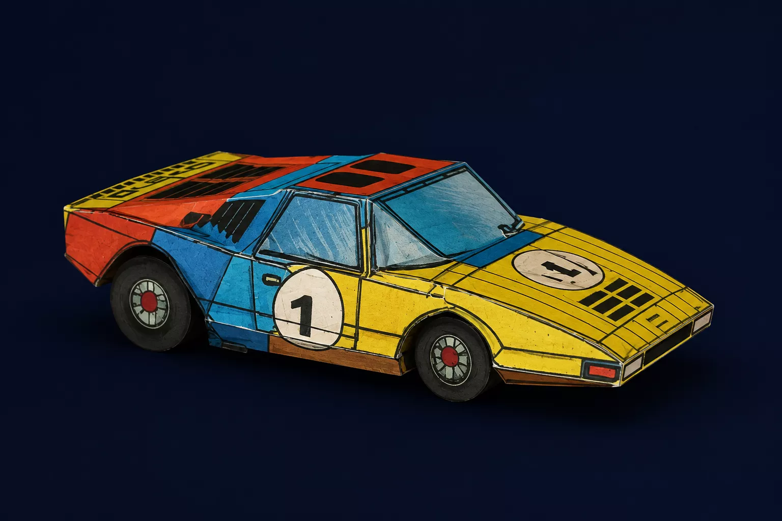 Retro Low Poly Racing Sports Car 3D Model Free low-poly 3D model
