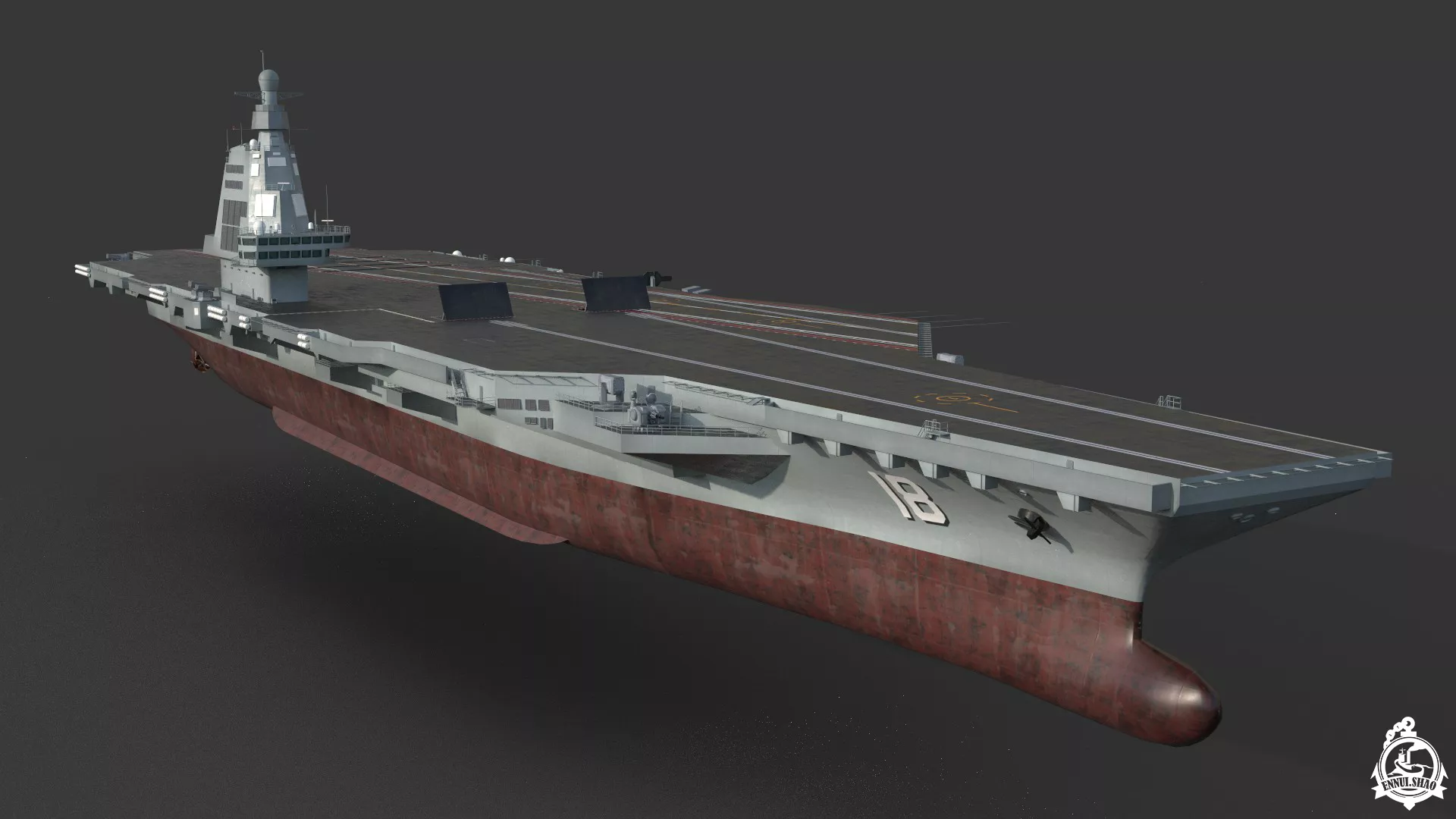 Type 003 Fujian aircraft carrier game ready Low-poly 3D model