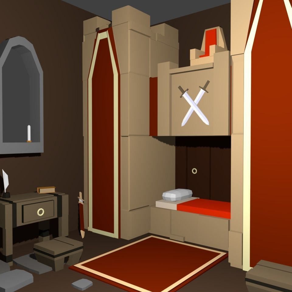 7 low poly bedrooms castle Low-poly 3D model_10
