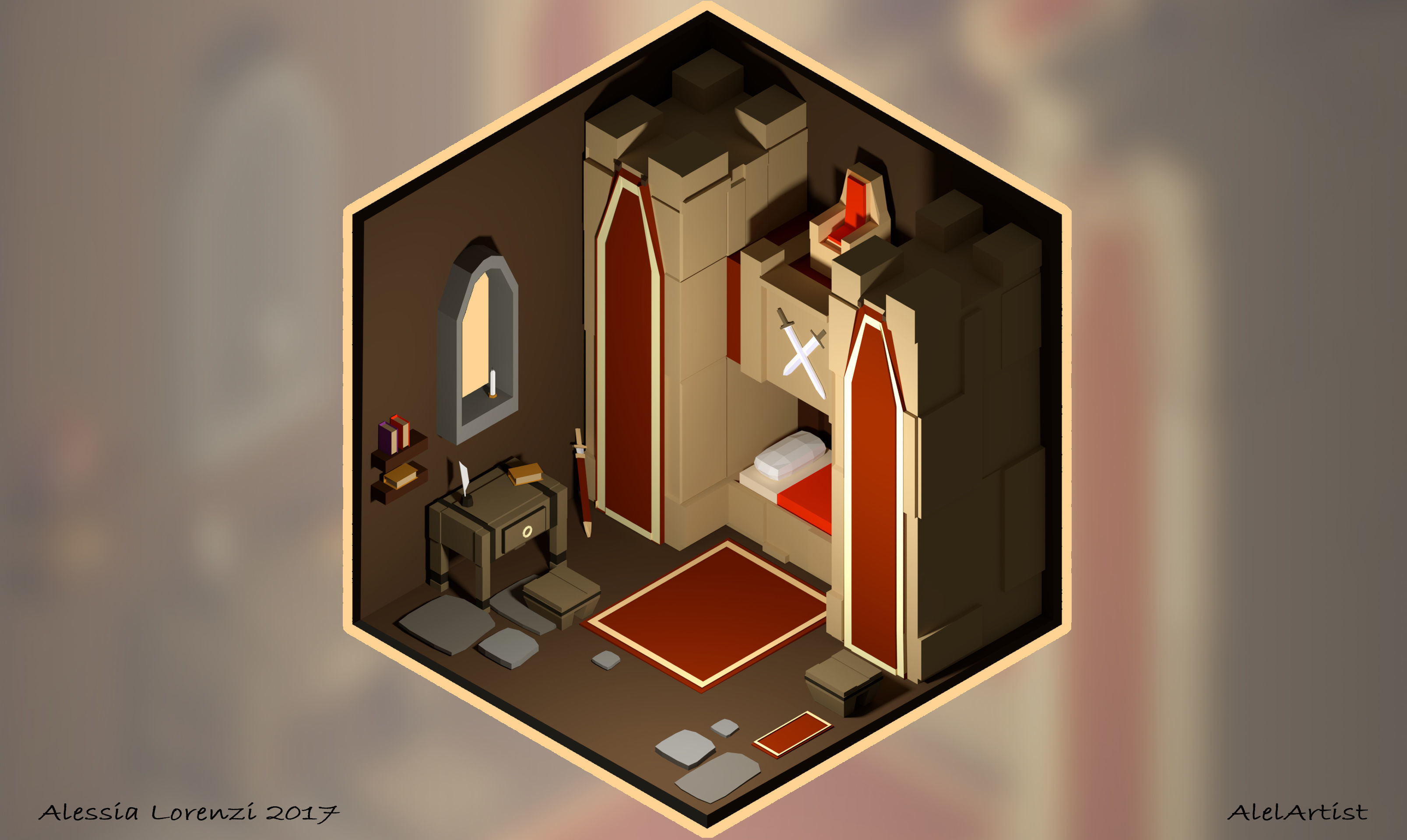 7 low poly bedrooms castle Low-poly 3D model_5