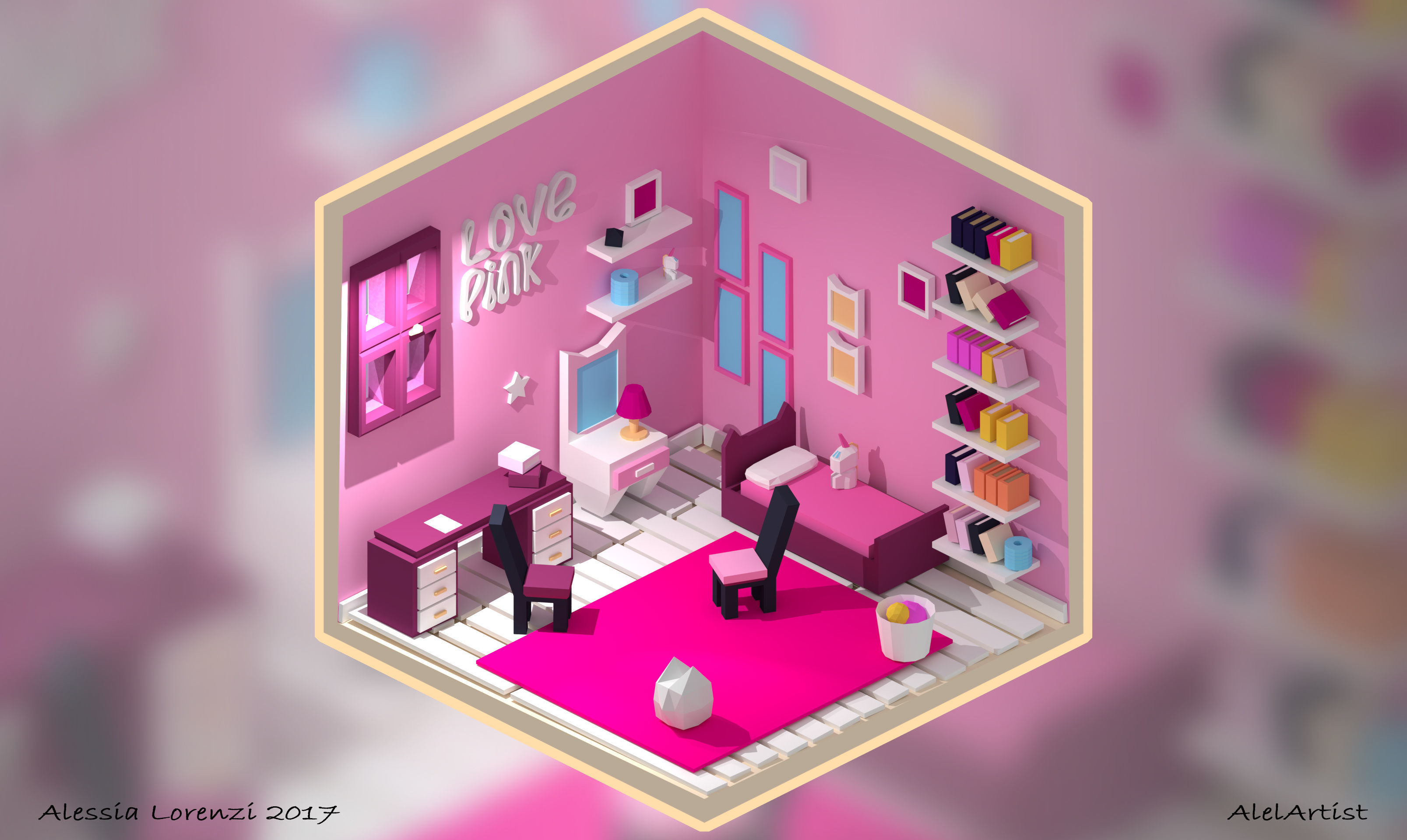 7 low poly bedrooms castle Low-poly 3D model_3