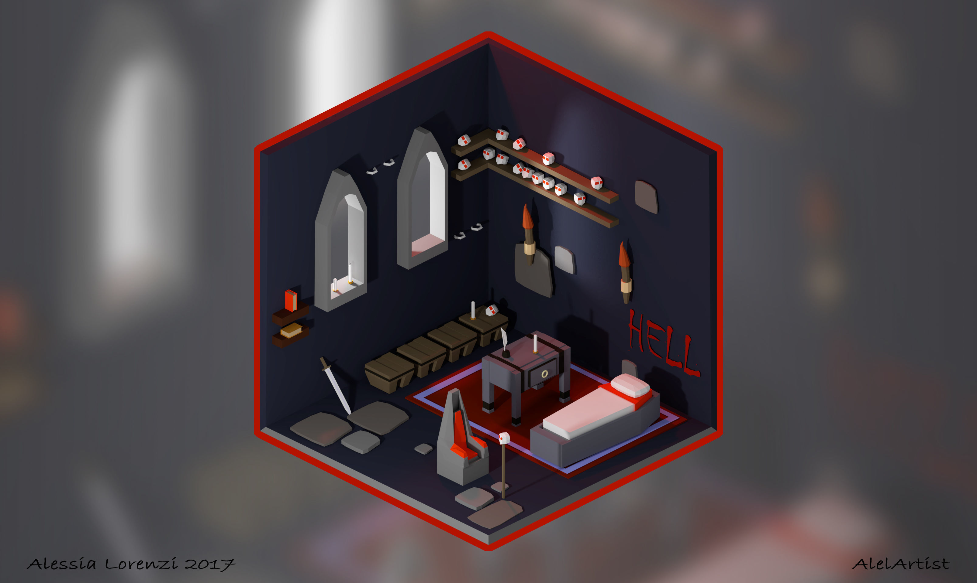 7 low poly bedrooms castle Low-poly 3D model_7