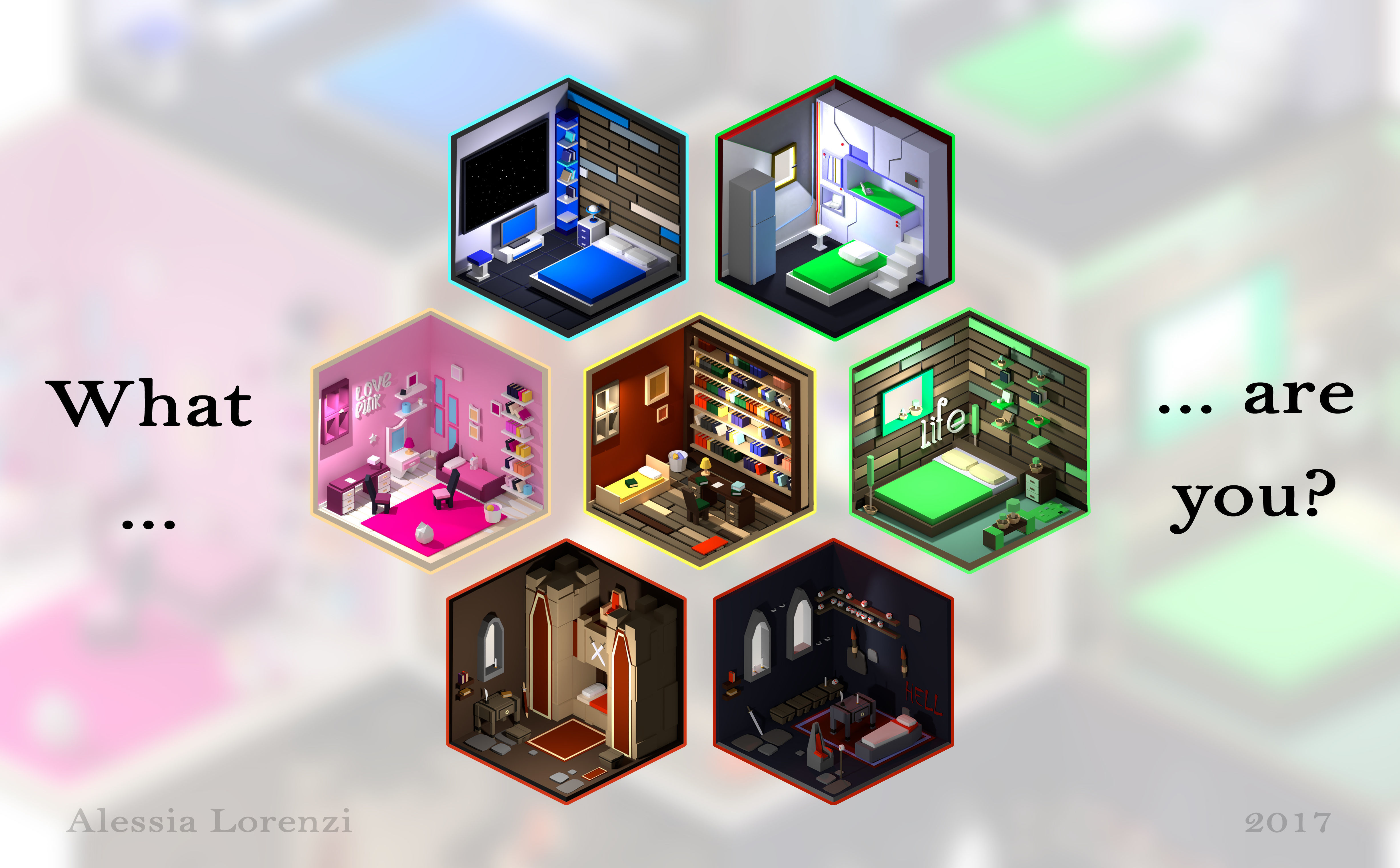 7 low poly bedrooms castle Low-poly 3D model_1