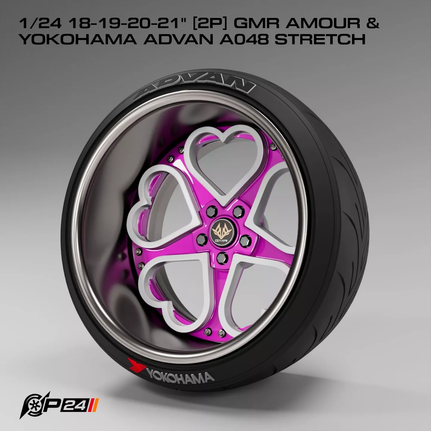 1-24th 18-19-20-21 inches 2P GMR AMOUR and Yokohama Advan A04... 3D print model