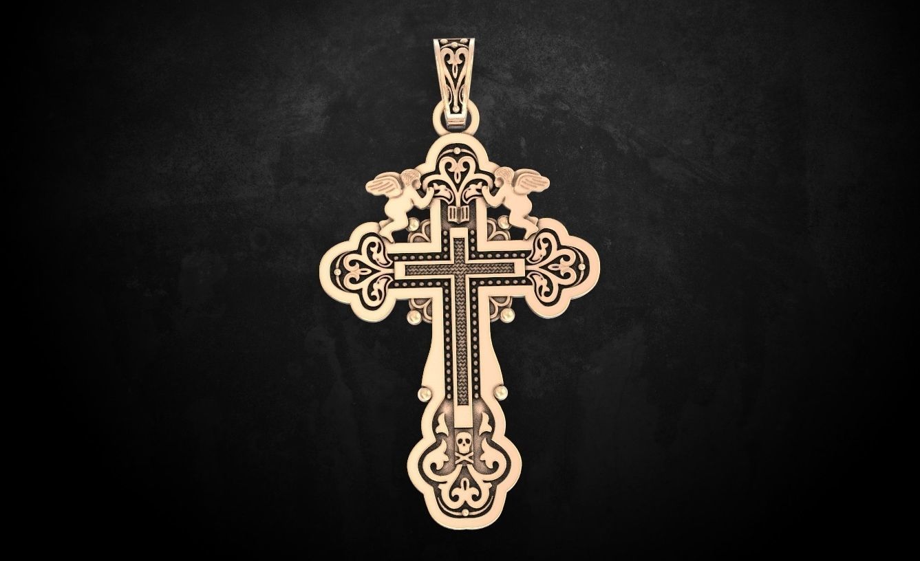 Pendant cross 111 3D print model_3