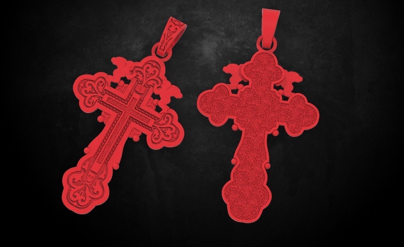 Pendant cross 111 3D print model_7
