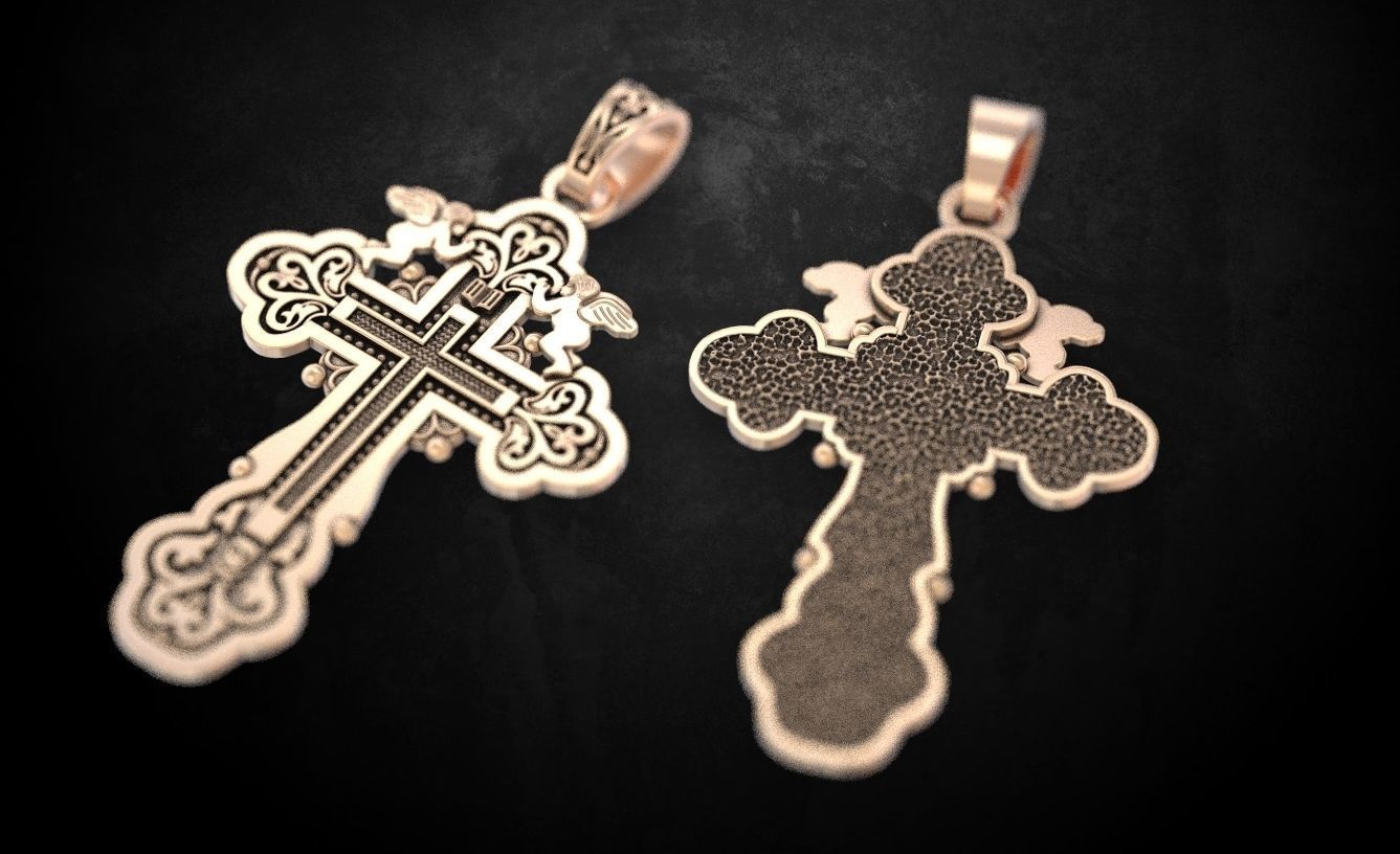 Pendant cross 111 3D print model_5