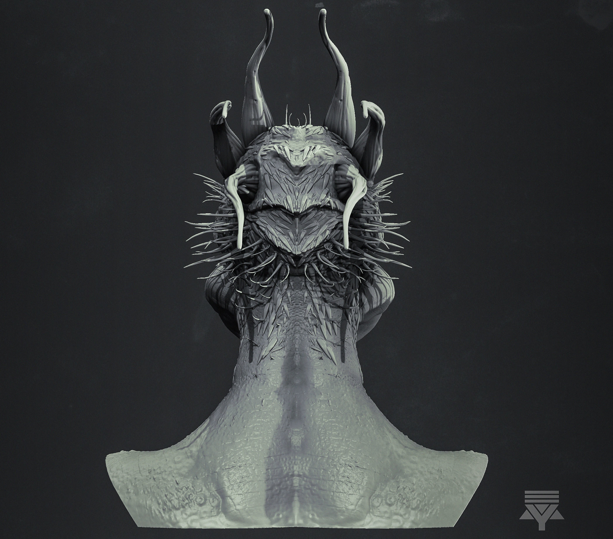 Arachnid Humanoid Bust Highpoly 3D model_4