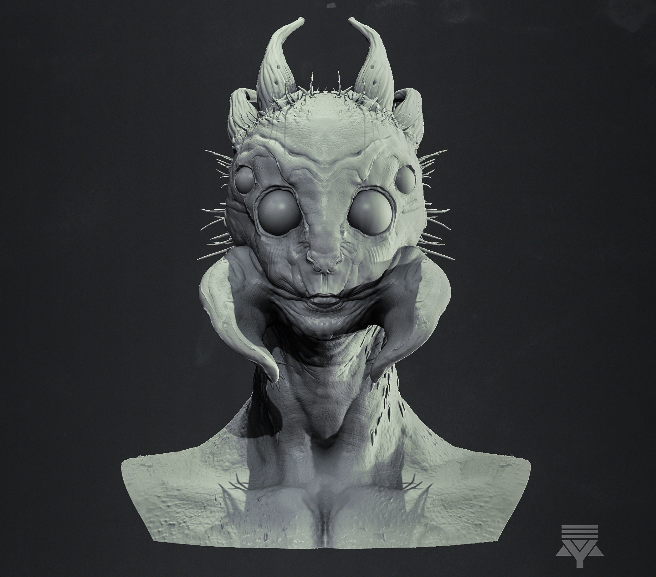 Arachnid Humanoid Bust Highpoly 3D model_2