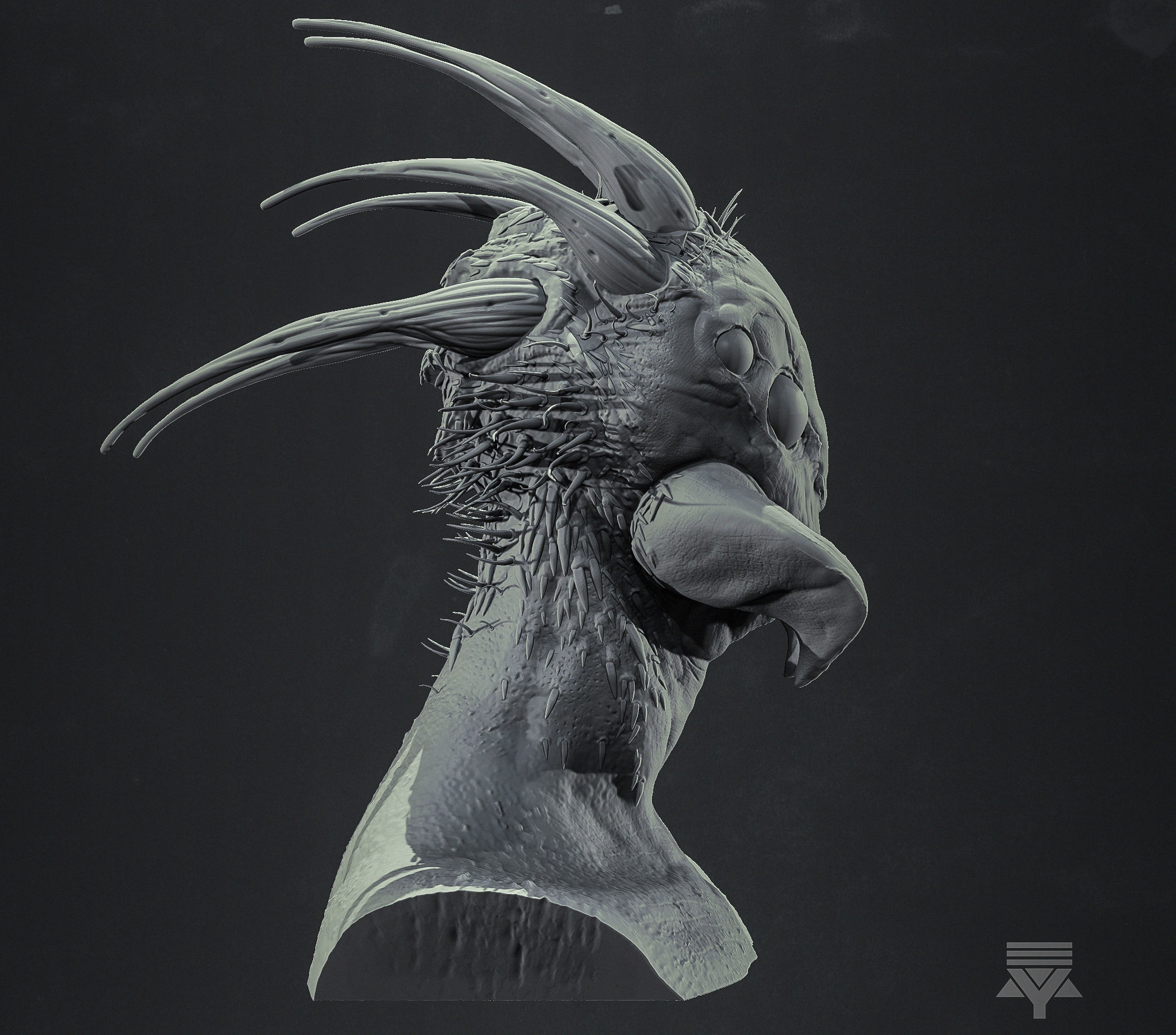 Arachnid Humanoid Bust Highpoly 3D model_3