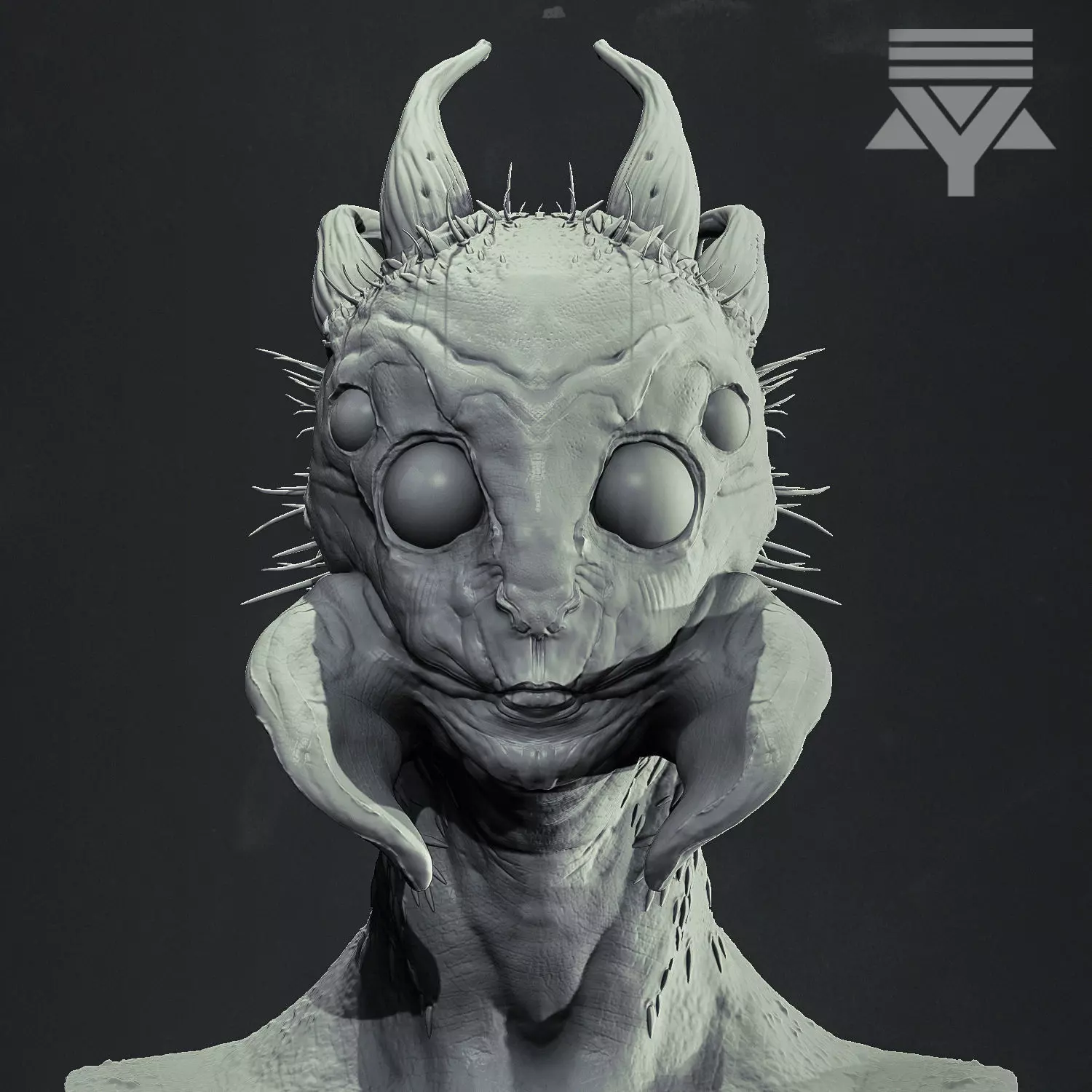 Arachnid Humanoid Bust Highpoly 3D model_0