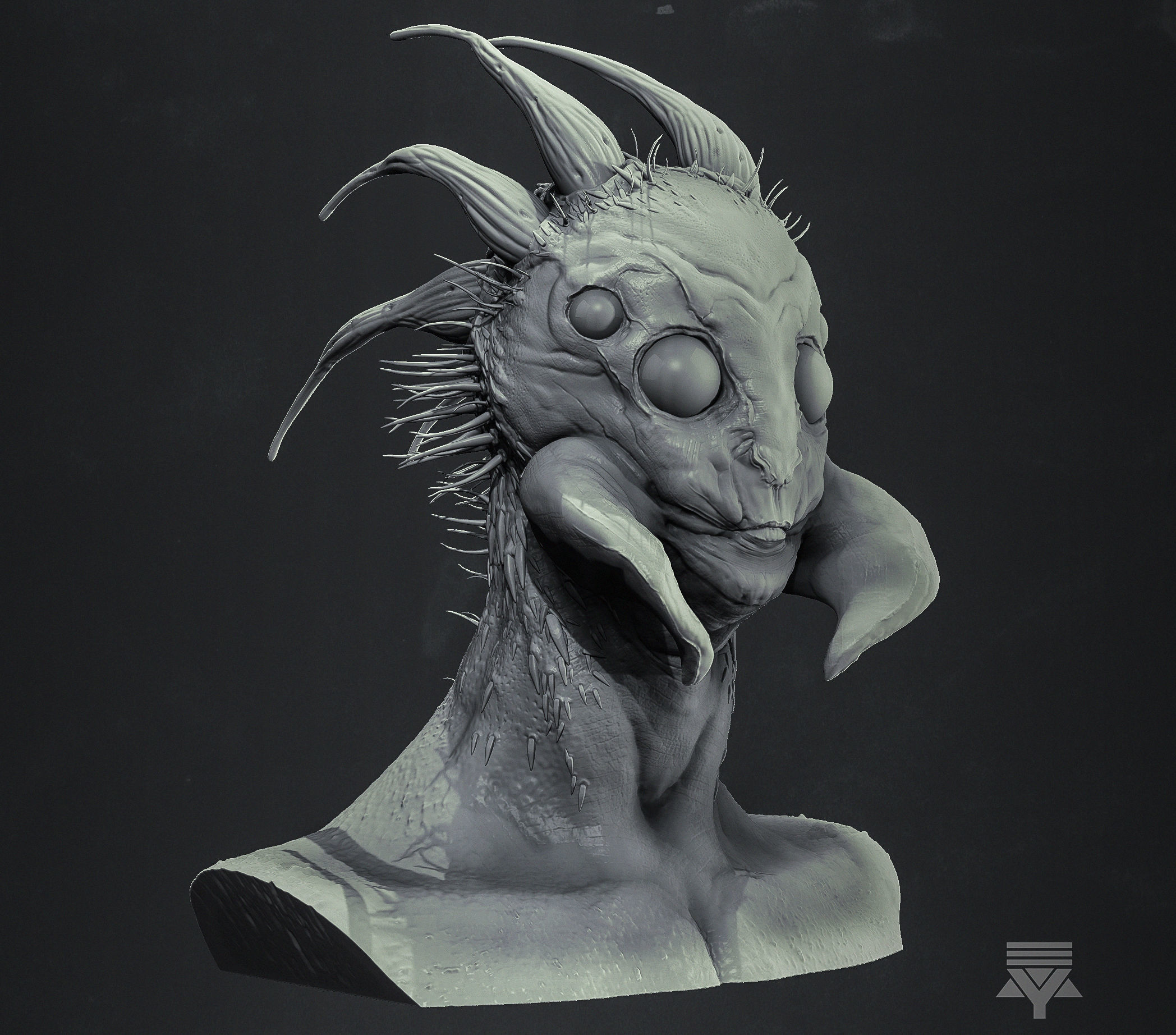Arachnid Humanoid Bust Highpoly 3D model_1