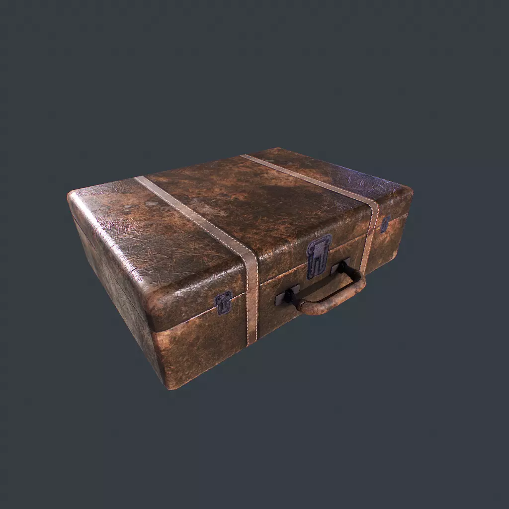 Old Suitcase pbr Low-poly 3D model_0