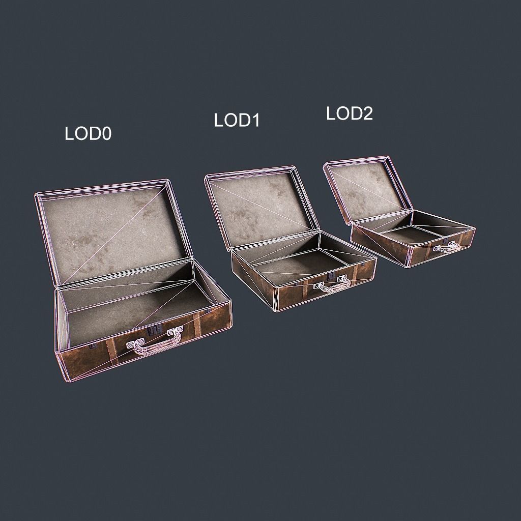 Old Suitcase pbr Low-poly 3D model_14