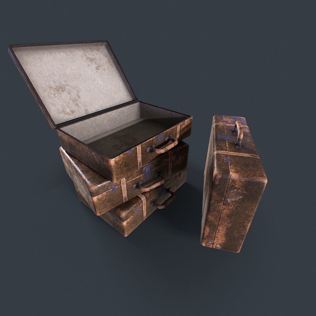 Old Suitcase pbr Low-poly 3D model_7
