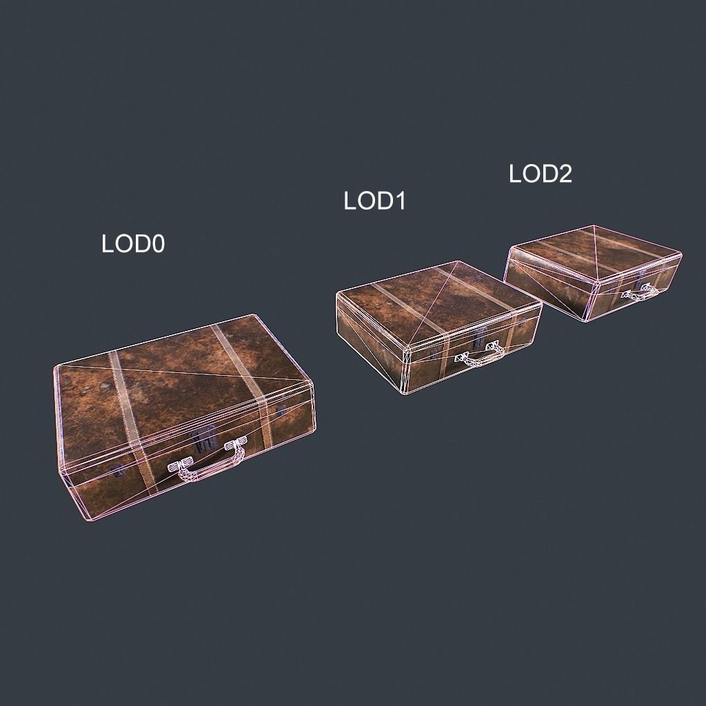 Old Suitcase pbr Low-poly 3D model_13