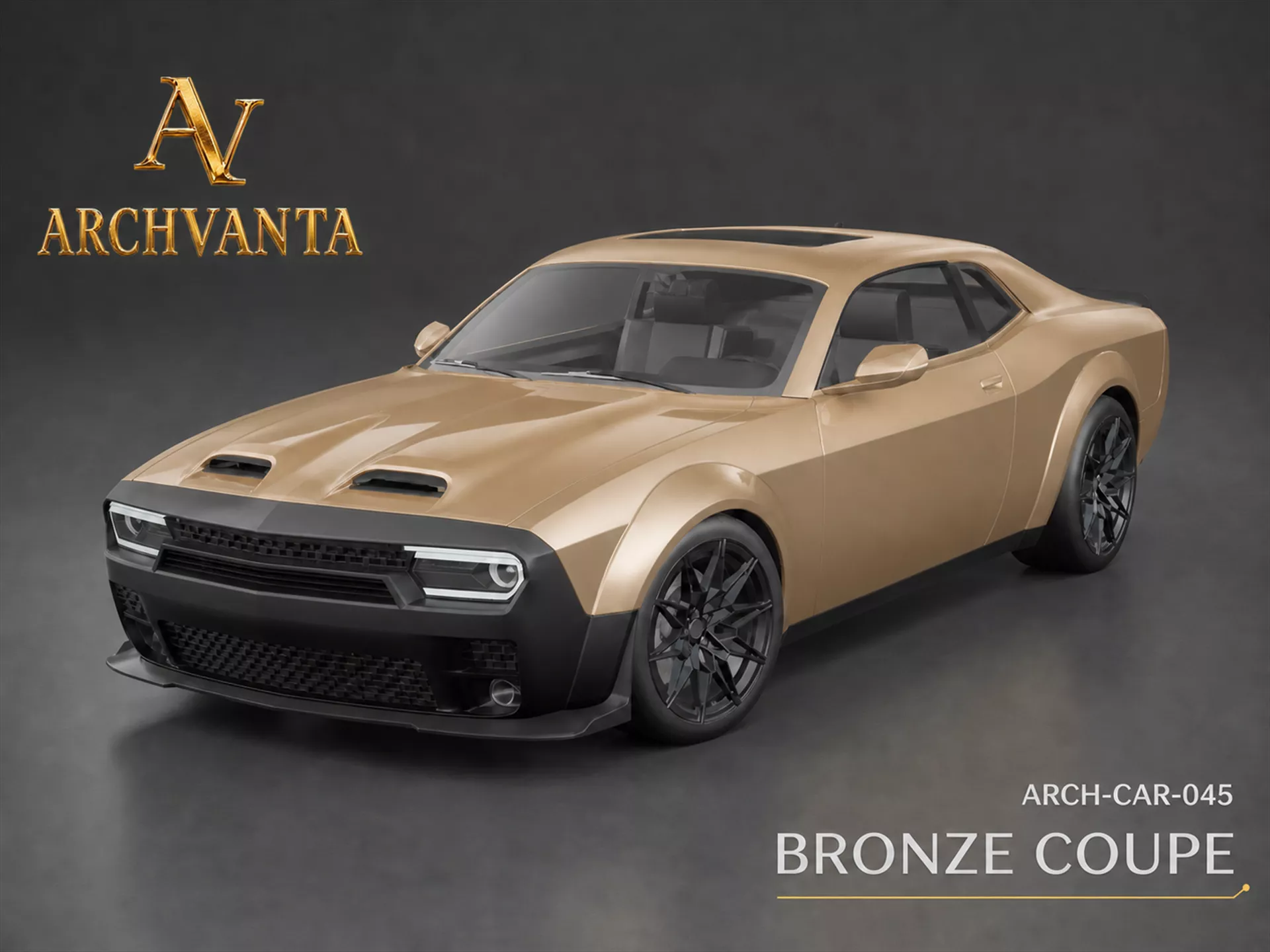 Bronze Coupe Performance Car - High Detail 3D Model 3D model