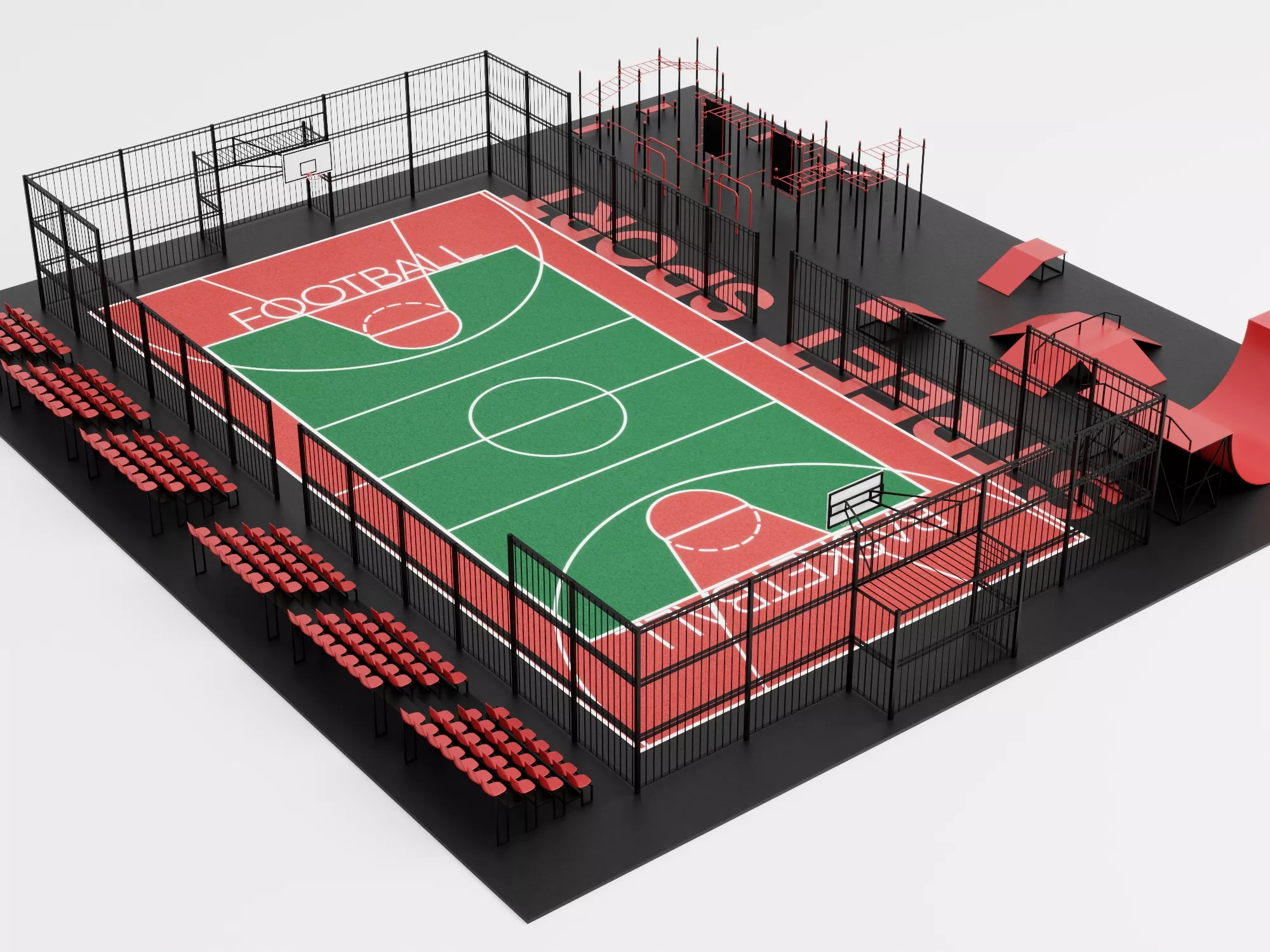 Multi Functional Urban Sports Park Low-poly 3D model