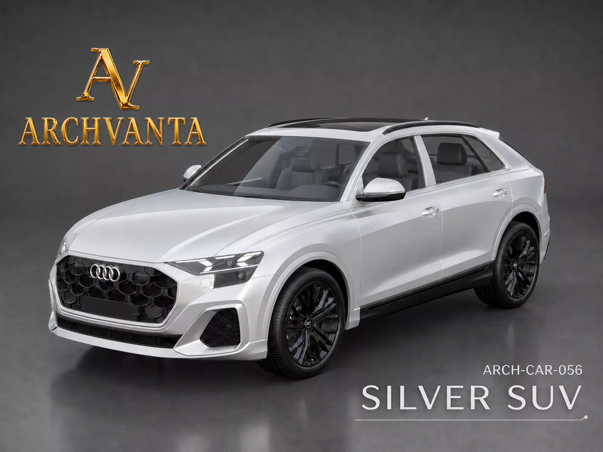 Silver SUV Luxury Crossover - High Detail 3D Model 3D model