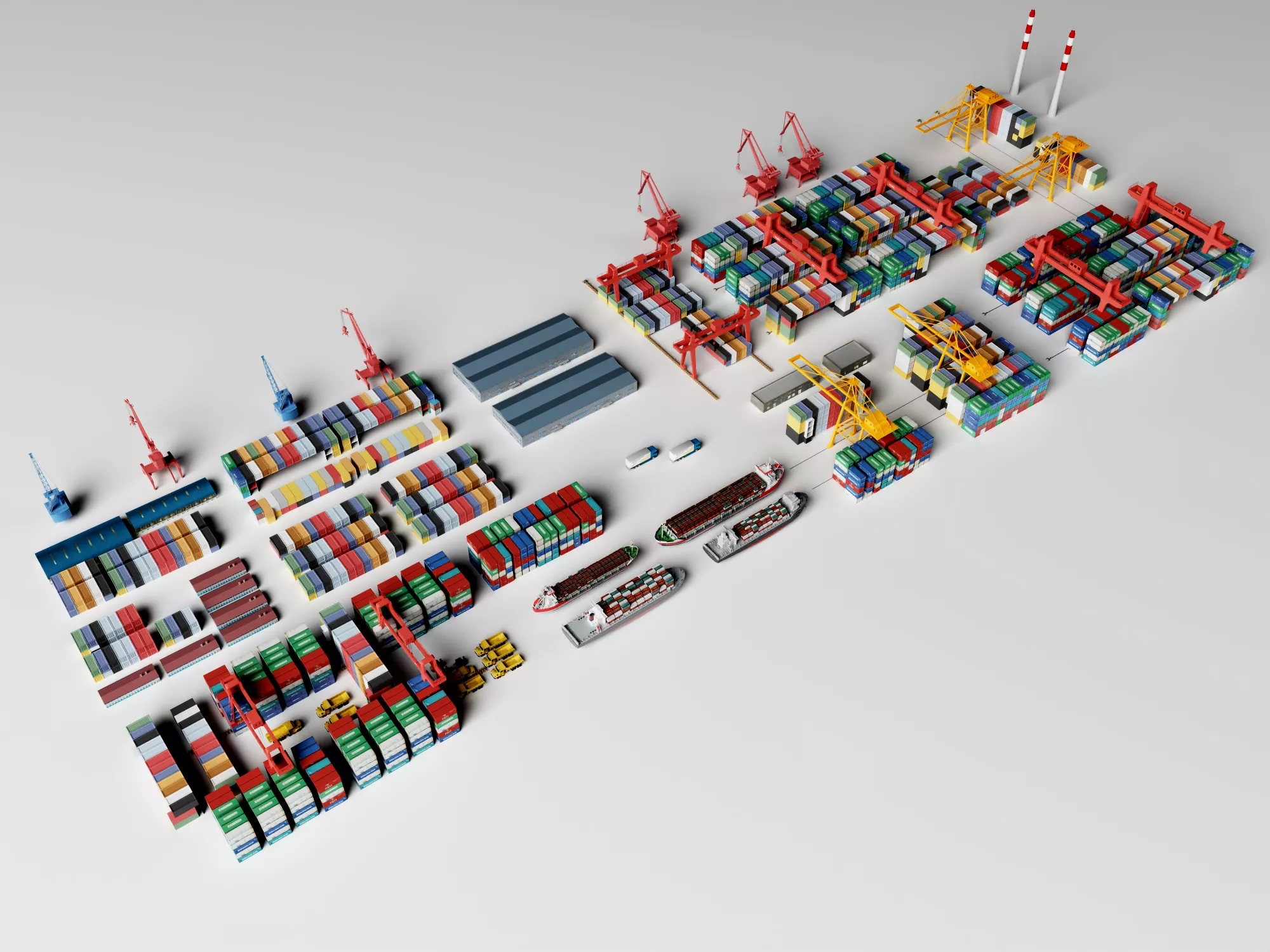 Container Port Terminal Asset Pack 3D model