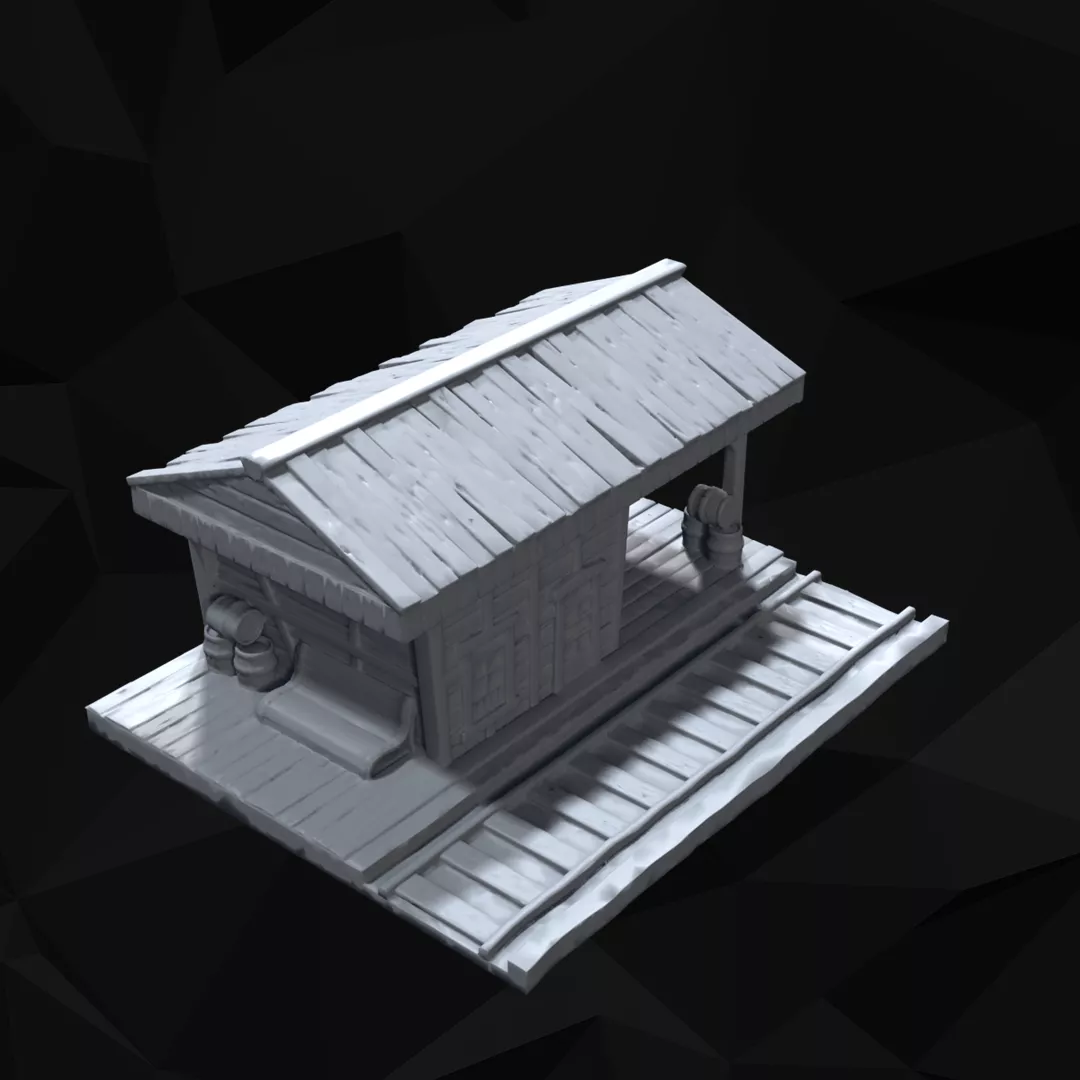 Wild West Train Station 3 Piece Set 3D print model